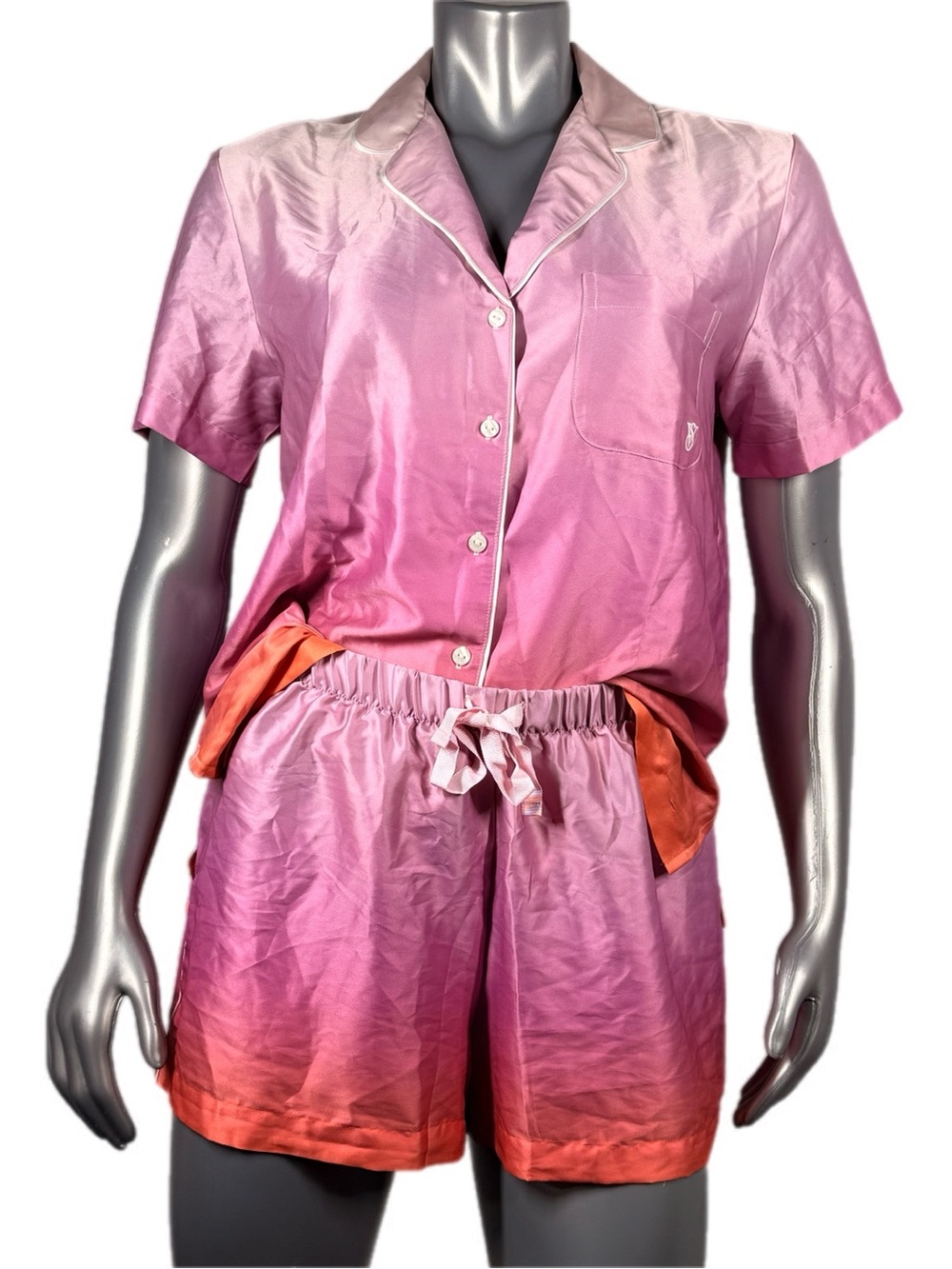 Victoria's Secret | Signature Satin Short Pajama Set Pink Orange Ombre - Picture 10 of 13